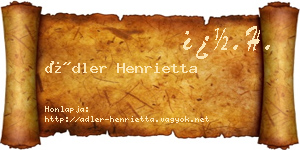 Ádler Henrietta névjegykártya